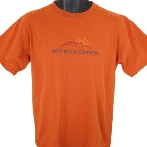 Vintage Red Rock Canyon T Shirt Mens Size Medium Orange Y2K Travel Destination